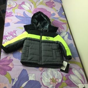 NWT London Fog toddler Boy Water resistant puffy Jacket Gray/Black
